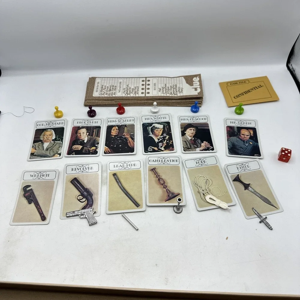 Parker Brothers CLUE‎ Board Game Missing Wrench And Pipe 1972